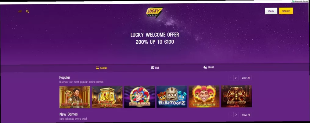 Lucky Casino - 100% jusqu'à 500 € de 100 Tours Gratuits